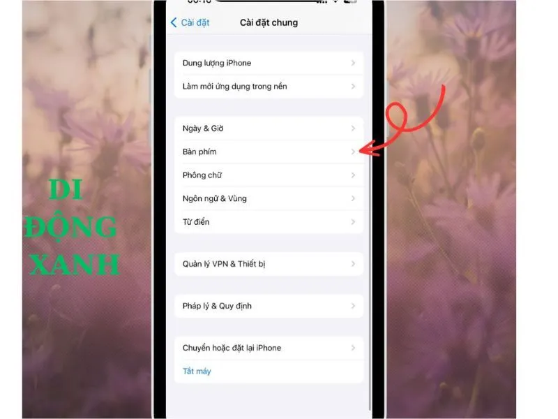 Chọn mục “Bàn phím” - Cách tắt viết hoa trên bàn phím điện thoại iPhone