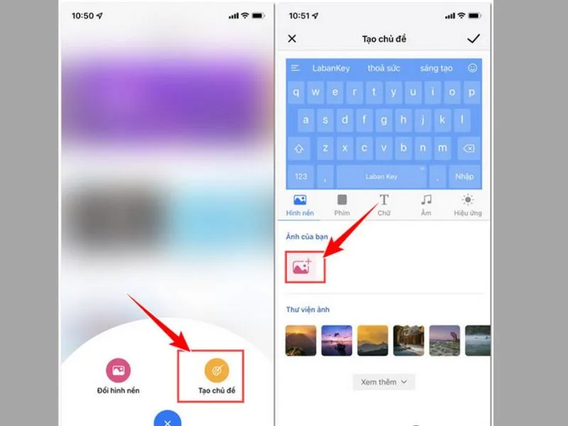 Cách thay đổi hình nền bàn phím iPhone ở góc phải