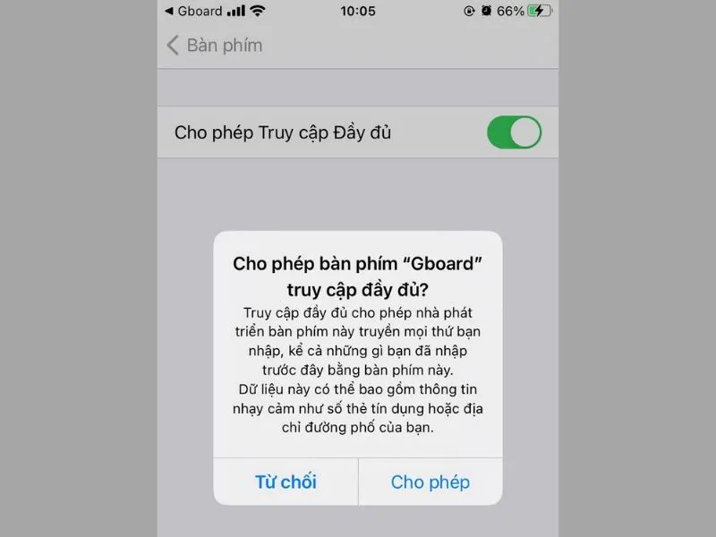 Chấp nhận cho yêu cầu quyền truy cập