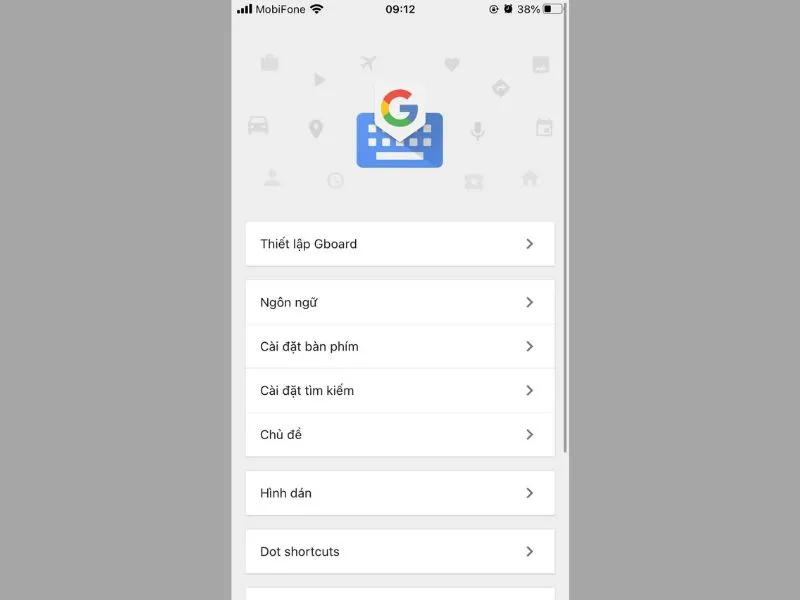 Cách thay đổi hình nền bàn phím iPhone tại thiết lập Google