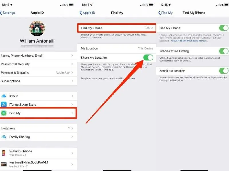 Cách theo dõi iPhone trong cài đặt