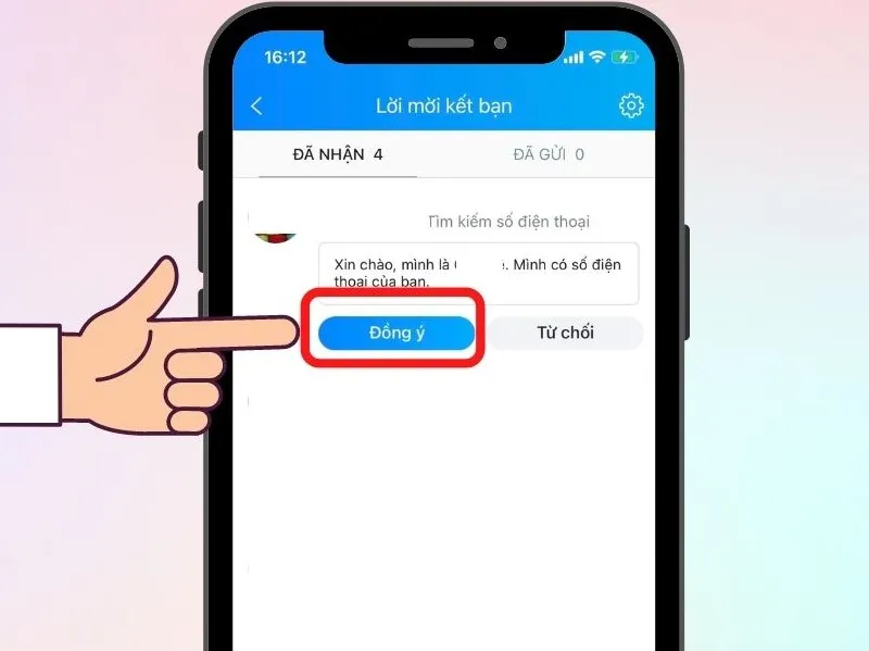 Nhấn đồng ý