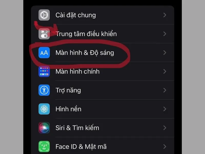 Chọn “Display & Brightness”
