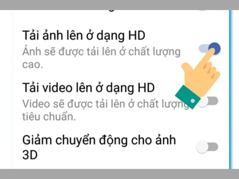Upload hình ảnh ở dạng HD