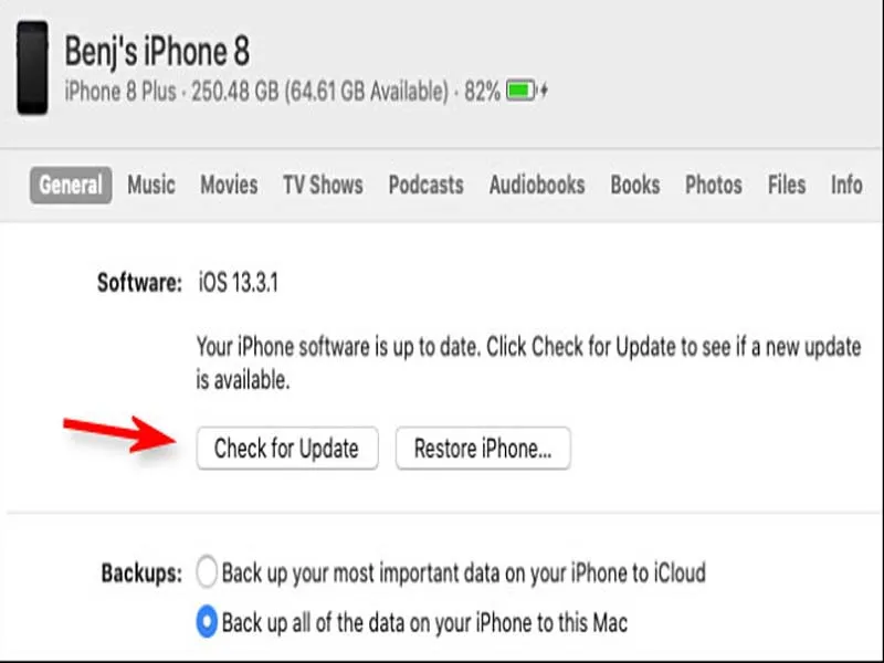 cách update iphone nhấn chọn Check for Update
