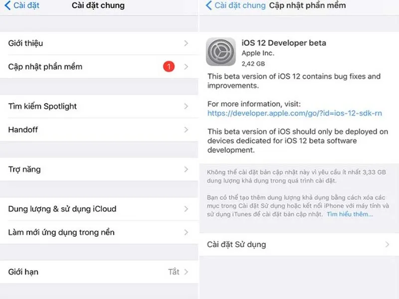 Chọn mục Software Update trong phần Setting