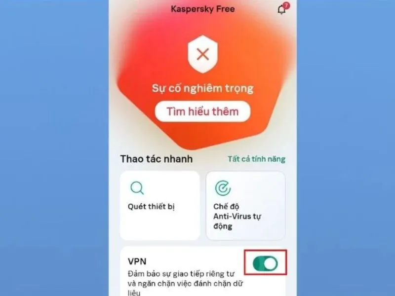 Mở ứng dụng VPN và kết nối