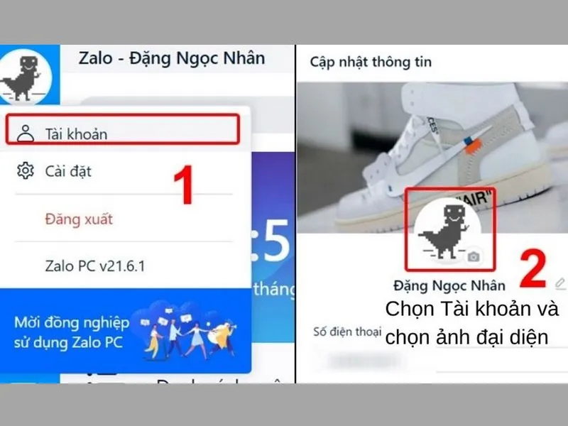 Chọn vào ảnh đại diện của bạn