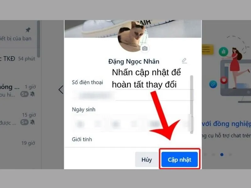 Lưu thay đổi về ảnh đại diện mới