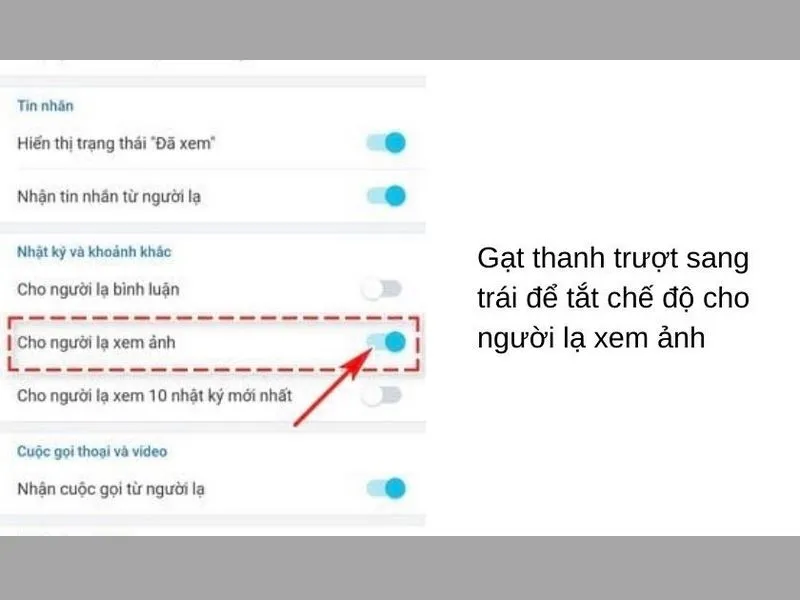 Tắt mục này đi để chặn người lạ xem ảnh