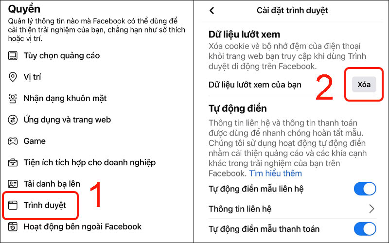 xoa dung luong tren facebook