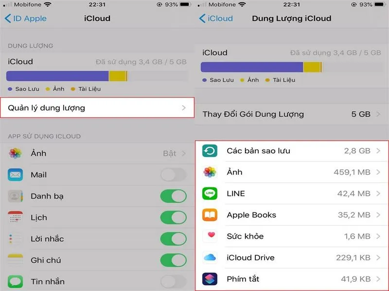 Vào mục “Quản lý dung lượng” để xóa những ứng dụng không cần thiết