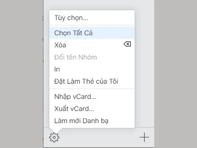Chọn tất cả danh bạ sau đó thực hiện Cách xóa danh bạ trên iCloud