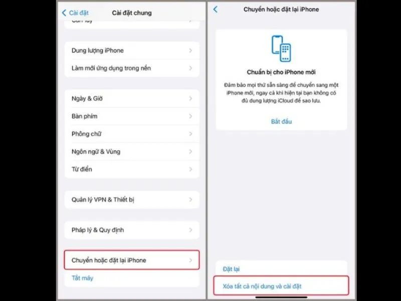  đặt lại điện thoại iPhone 
