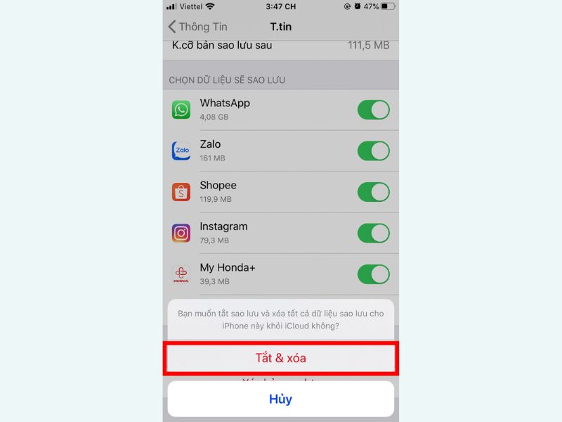 nhan tat va xoa de hoan tat cach xoa du lieu tren icloud