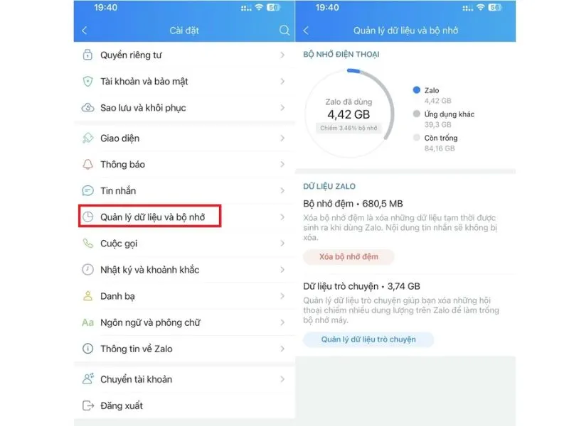 Tùy chọn hai Cách xóa dữ liệu Zalo trên iPhone