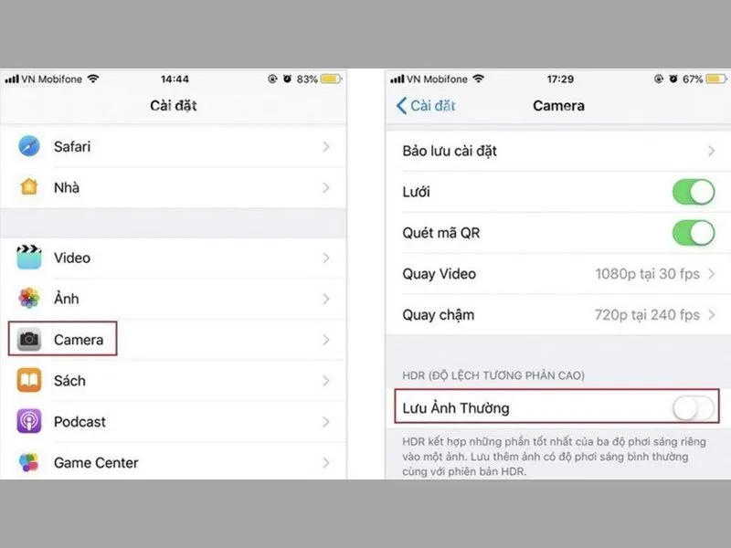 Vô hiệu hóa tính năng tự lưu ảnh HDR khi bạn sử dụng máy ảnh