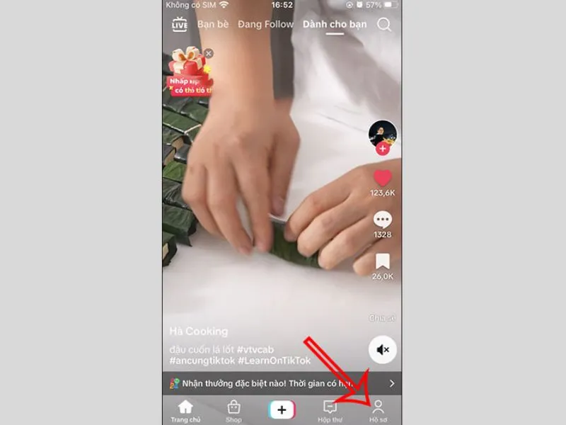 Truy cập vào biểu tượng” Hồ sơ”