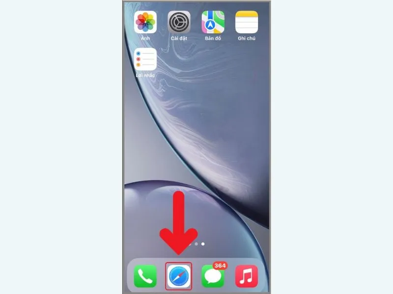 Truy cập vào ứng dụng Safari trên thiết bị iPhone