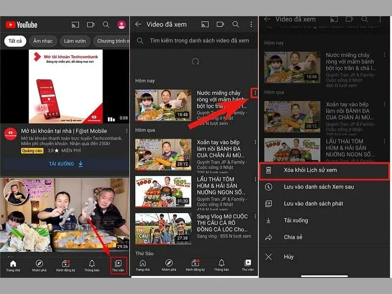 Cách xóa lịch sử Youtube trên iPhone trong phần cài đặt