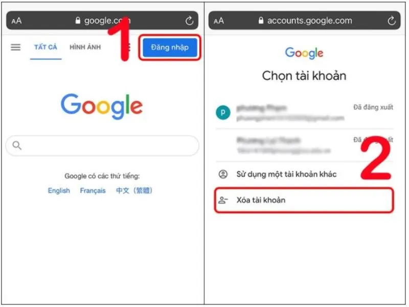 Chọn đăng nhập trên màn hình chính thiết bị