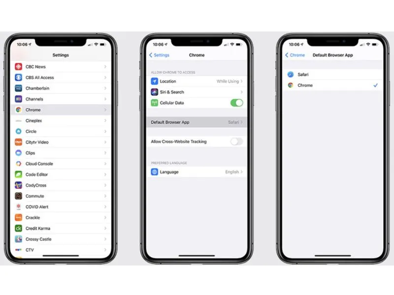 Cài đặt Chorme làm trình duyệt mặc định trên iPhone theo trình tự