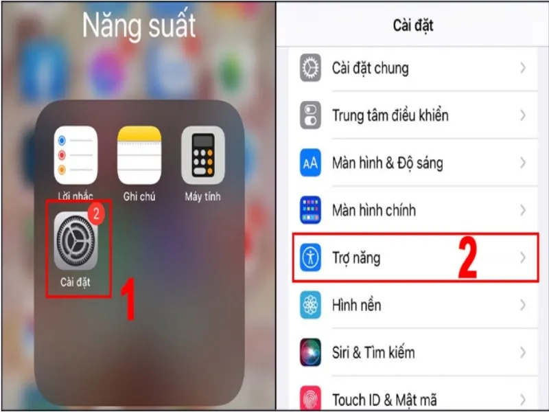 Cài đặt nút home ảo - Truy cập cài đặt