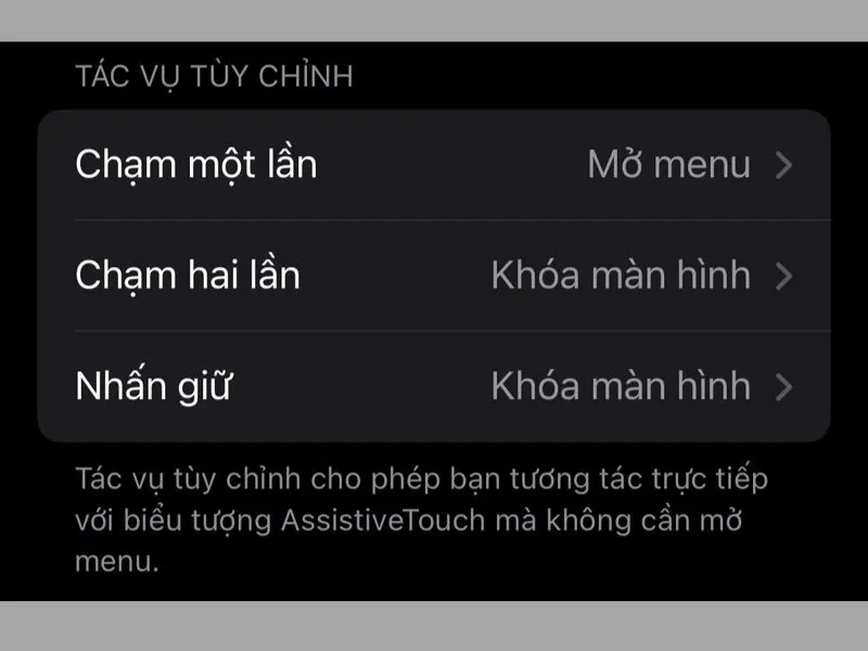 Thiết lập tác vụ tùy chỉnh của Assistive Touch iPhone