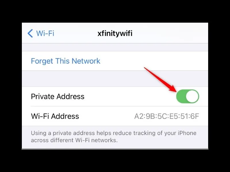 Kích chọn vào nút “Private Address”