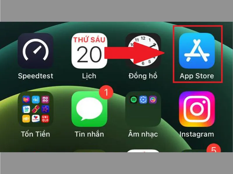 Vào App Store 