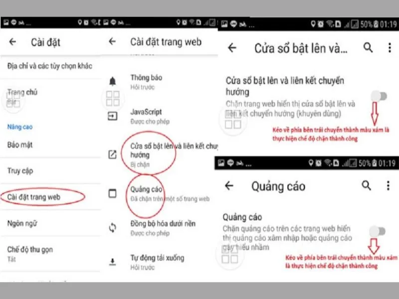 Giao diện Setting page 