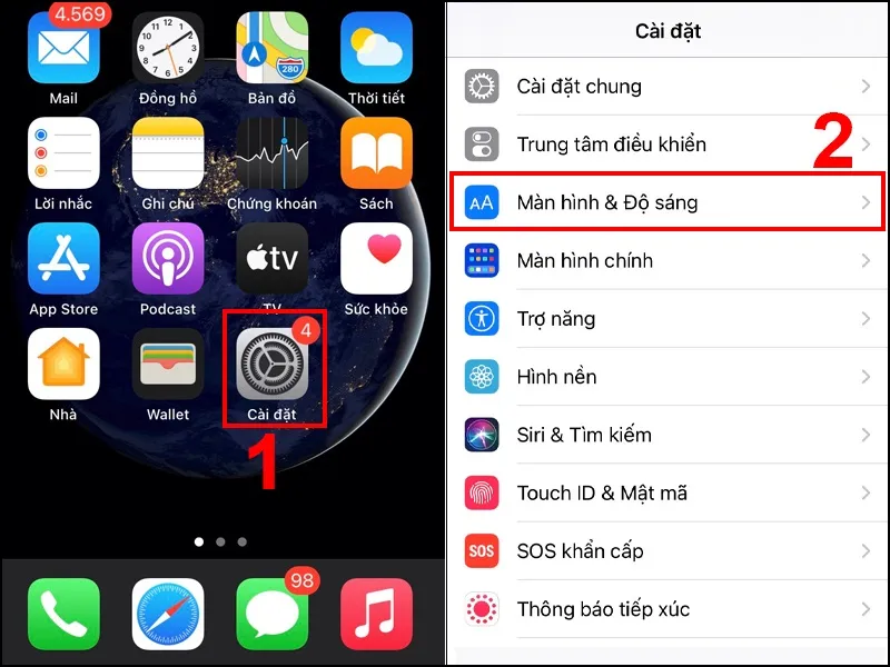 Chạm vào mục