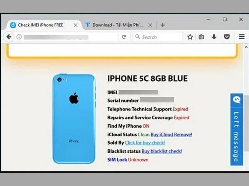 Kiểm tra iMei iPhone tại trang web imeipro.info