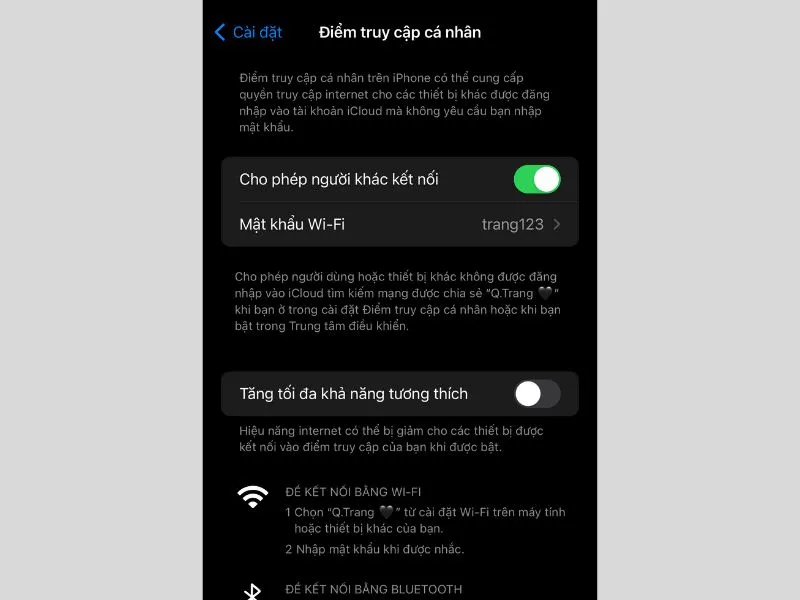 Chia sẻ mật khẩu WiFi iPhone cho Android bằng 4G