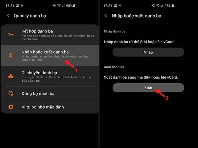 Chọn những liên hệ mà bạn muốn chuyển danh bạ iphone sang sim