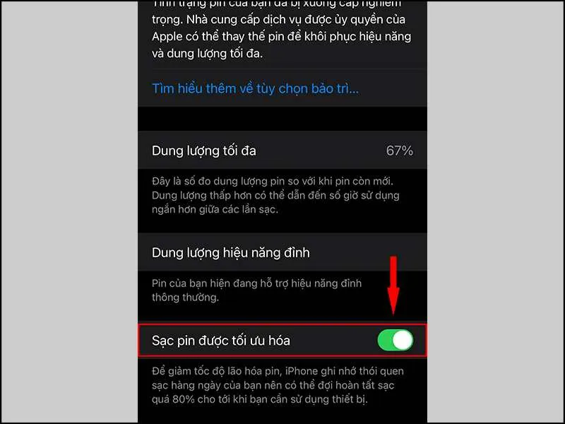 Lựa chọn chế độ “Sạc pin được tối ưu hóa”
