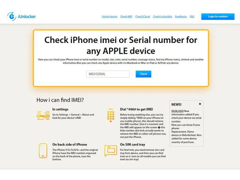 Nhập mã iMei