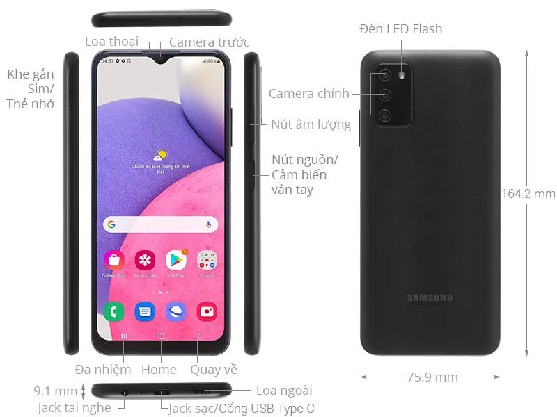 Điện thoại siêu phẩm dưới 4 triệu Samsung A03s 
