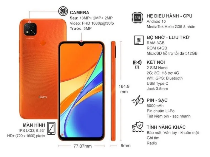 Xiaomi Redmi 9C - Điện thoại pin trâu giá rẻ dưới 3 triệu