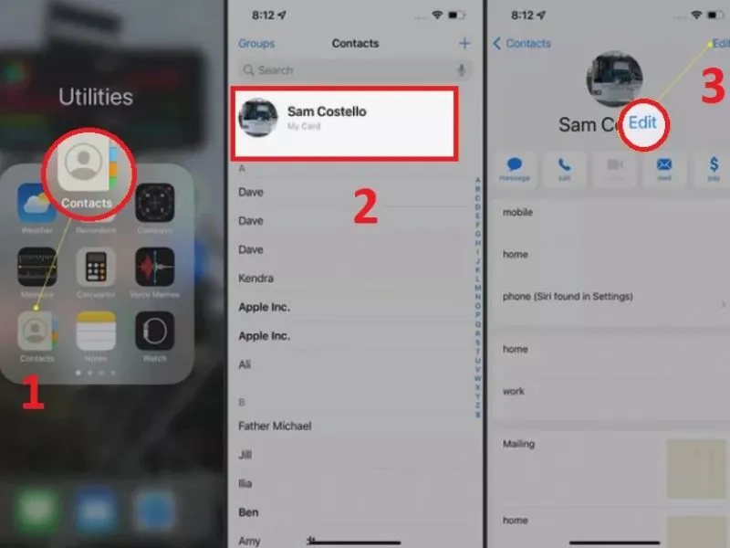 Cách đổi tên AirDrop thông qua đổi tên Danh bạ