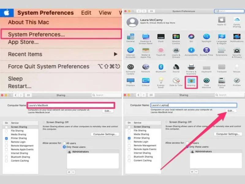 Cách thay đổi tên AirDrop trên máy Mac tương tự iPad