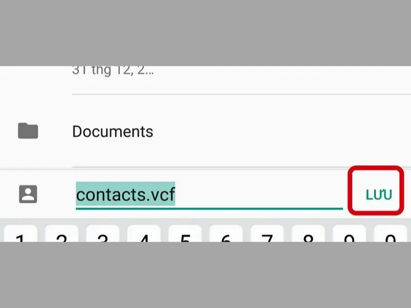 Lưu file .vcf của danh bạ vào bộ nhớ điện thoại Android