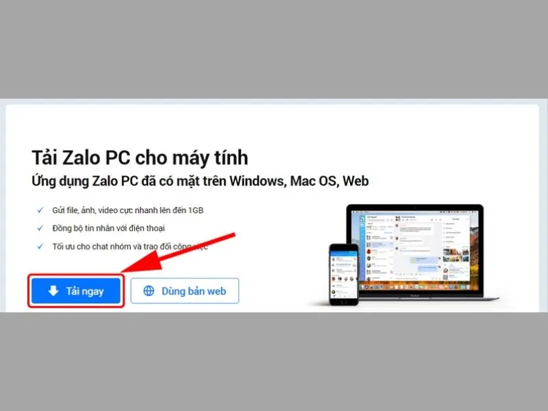 Website tải Zalo chính thức của VNG - người dùng cũng có thể sử dụng trực tuyến