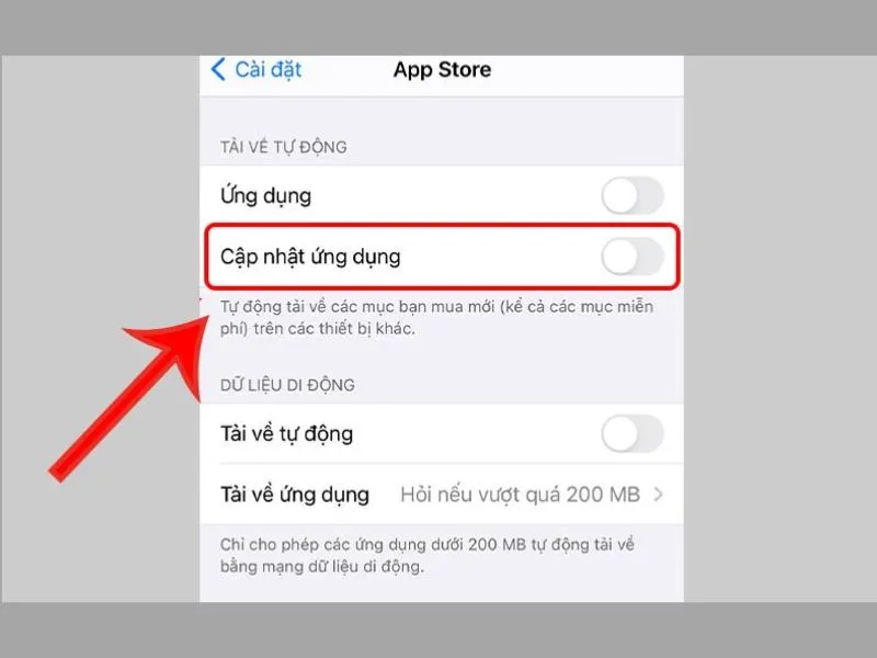Tắt tính năng tự động