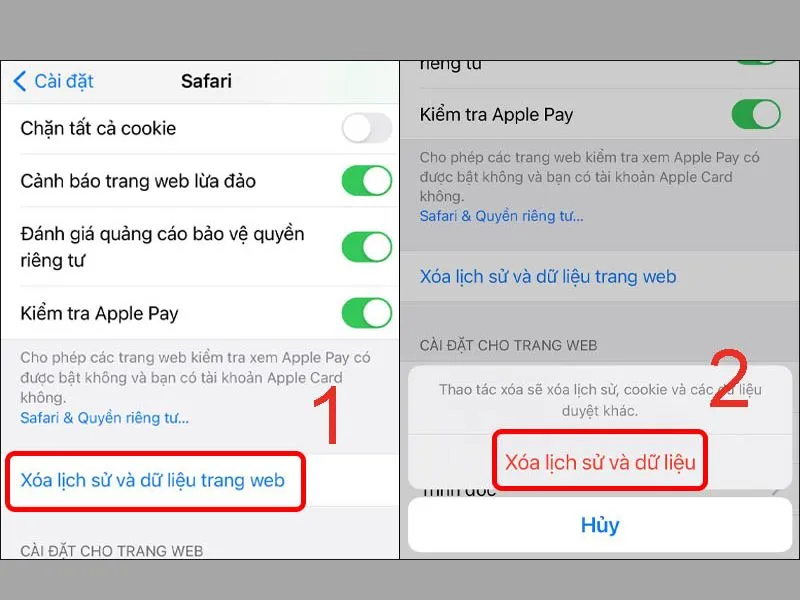 Xóa bớt dữ liệu duyệt Web và Safari để tránh Iphone bị đầy bộ nhớ