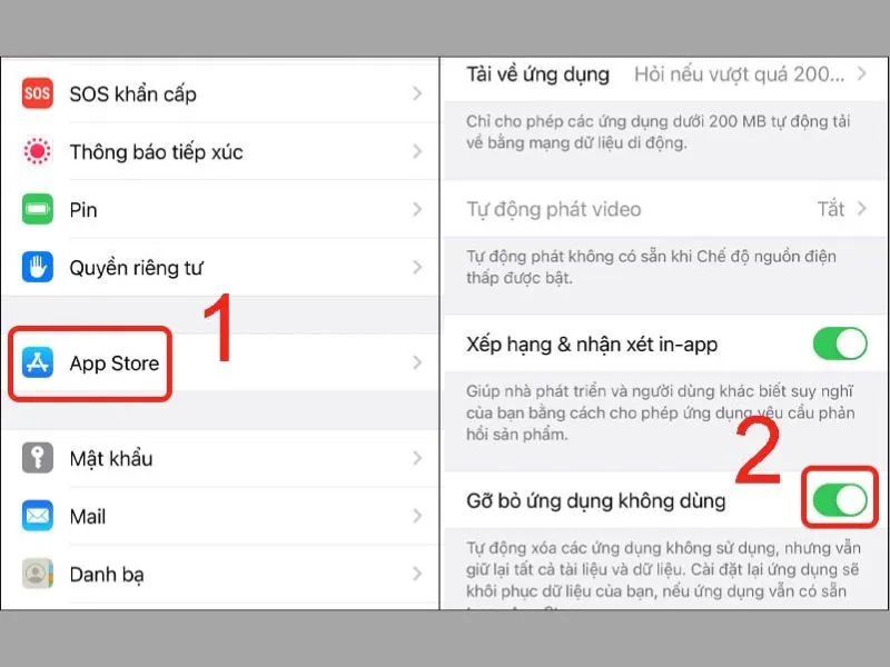 Bật chế độ tạm gỡ ứng dụng giúp khắc phục dung lượng Iphone đầy