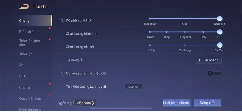 Đồ họa Liên Quân Mobile dùng để test Dung lượng pin iphone 13