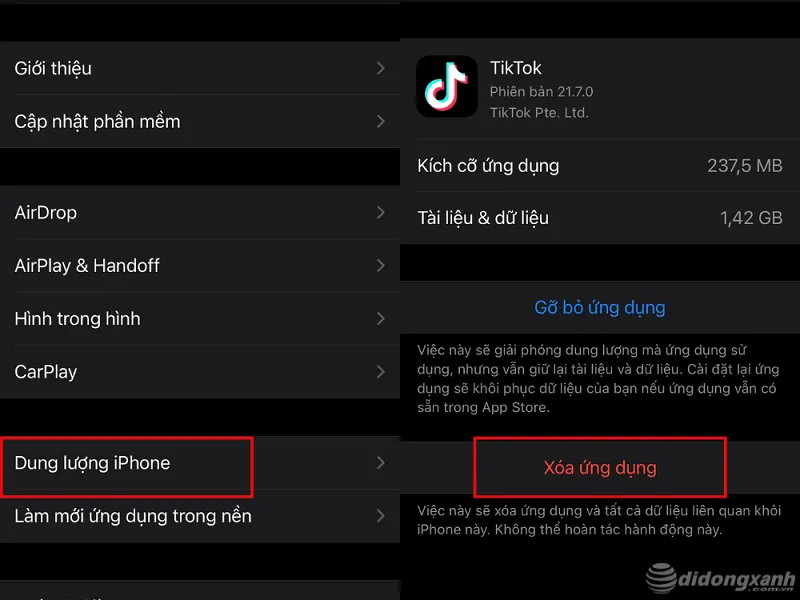giải phóng dung lượng iphone