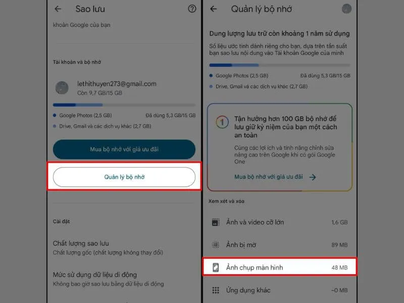 Xóa ảnh chụp màn hình để tối ưu dung lượng