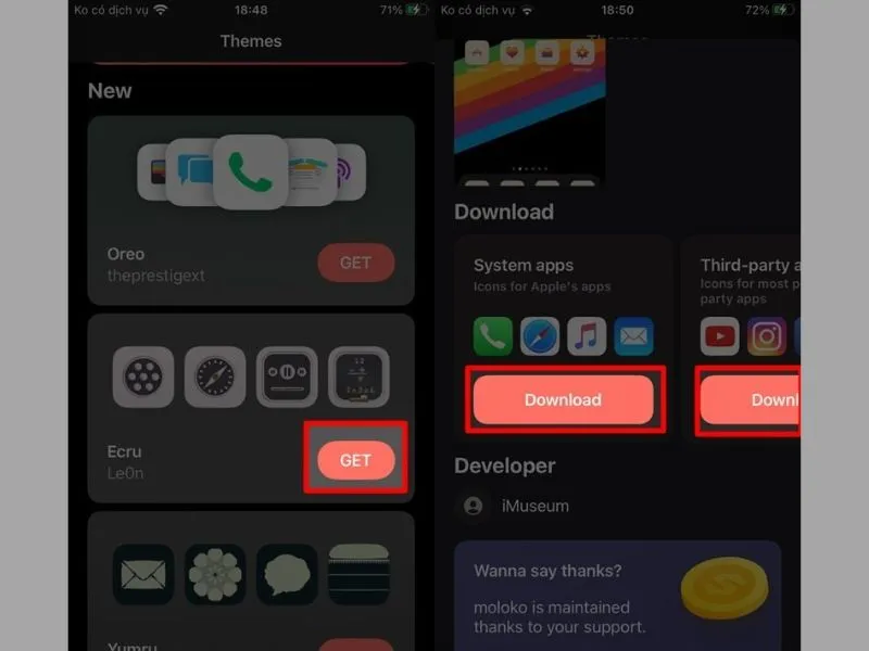 Tải hồ sơ cấu hình của bộ icon bạn yêu thích